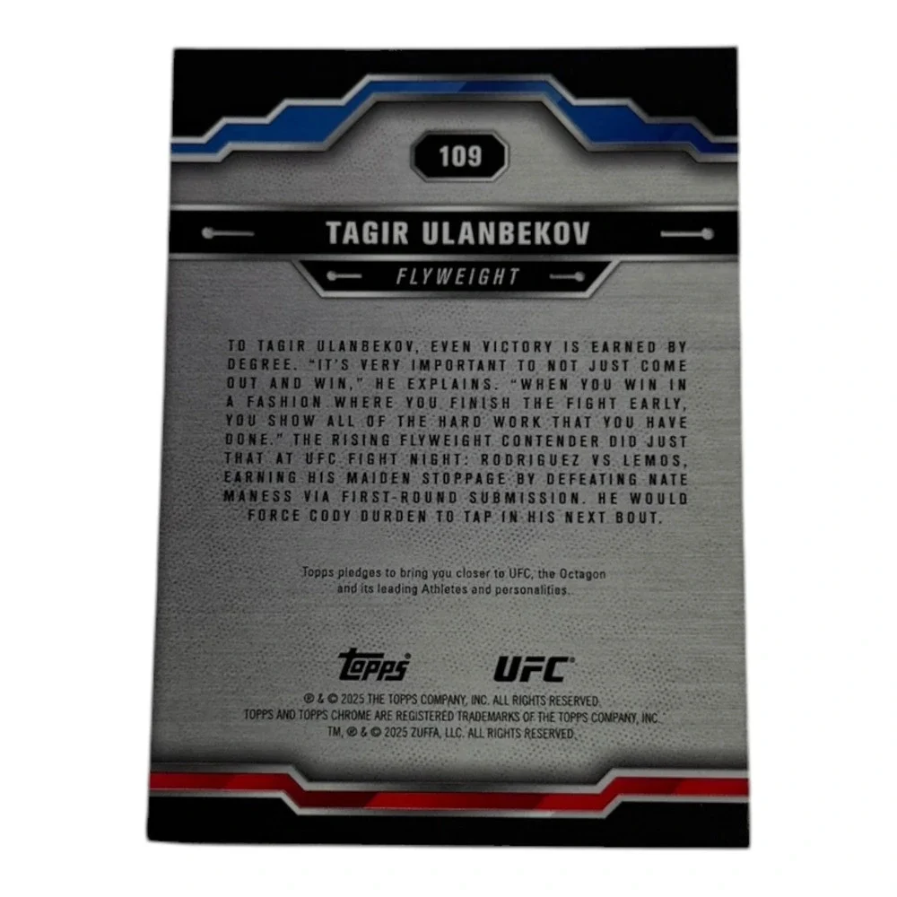 2025‎ Topps Chrome UFC Tagir Ulanbekov Refractor Card 109 Flyweight MMA Silver